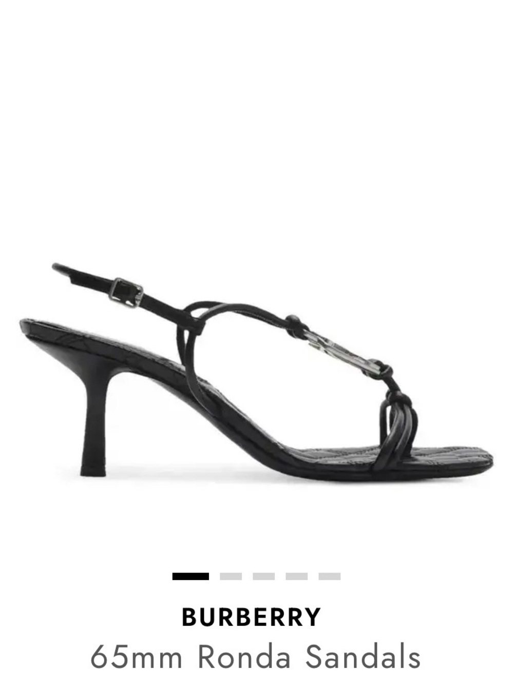 Authentic Burberry Black Quilted Ronda 65mm Sling Sandals with Silver Logo - Picture 3 of 11